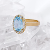 Aretes Topacio Azul y Diamantes en Oro Amarillo 18K - Imagen 2