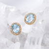 Aretes Topacio Azul y Diamantes en Oro Amarillo 18K