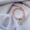 Pulsera Cuarzo Rosa dije árbol de la vida mini