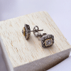 Aretes topo en Plata con Oro amarillo 18k y Diamantes
