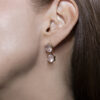 Aretes Dobles Cuarzo Rosa Oro 18 K - Imagen 2