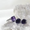 Aretes Amatista Oro Blanco 18k - Imagen 3