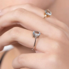 Anillo Aguamarina Óvalo Oro Blaco 18 K - Imagen 3