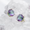 Aretes Topacio Místico Redondos en Oro Amarillo 18K
