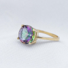 Anillo Topacio Místico Redondo en Oro Amarillo 18K