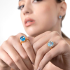 Aretes Topacio Azul y Diamantes en Oro Amarillo 18K - Imagen 5