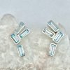 Aretes Topacio Azul rectangulares