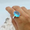 Anillo Topacio Azul Redondo Grande - Imagen 2