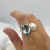 Anillo doble Topacio Azul y Perla Colección Armonía Dual Cielo - Imagen 2
