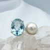 Anillo doble Topacio Azul y Perla Colección Armonía Dual Cielo