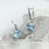 Aretes Diseño Candongas Topacio Azul Cuadrado