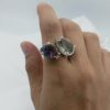 Anillo doble Prasiolita y Topacio Místico gotas colección Armonía Dual - Imagen 2