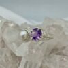 Anillo Doble Amatista Redonda y Perla Colección Armonía Dual