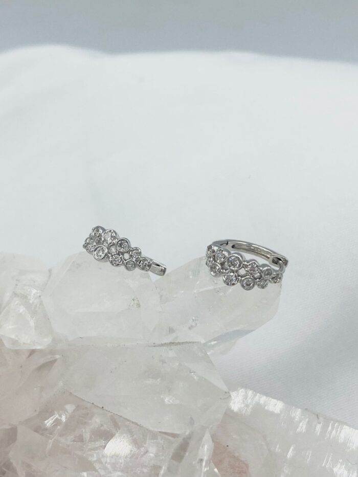 Aretes Diamantes estilo candongas en Oro Blanco 18K #1