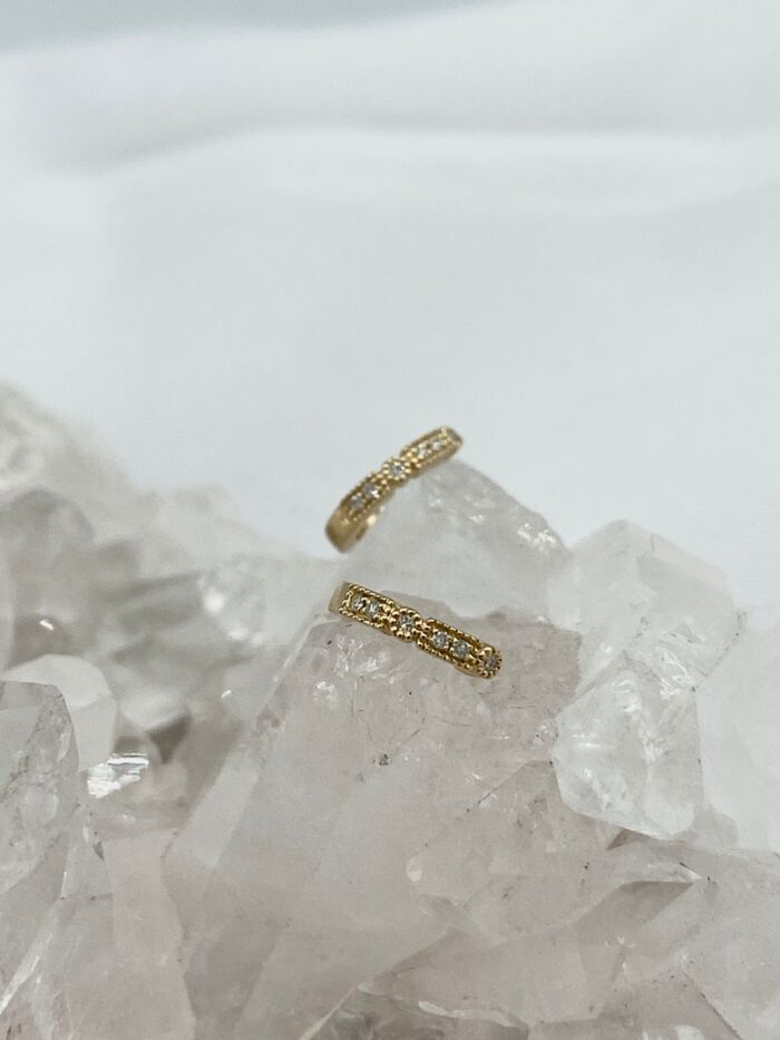 Aretes Diamantes estilo candongas redondas en Oro Amarillo 18K #2
