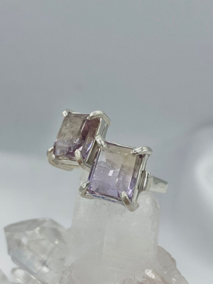 Anillo Doble Ametrinos cuadrados Colección Armonía Dual