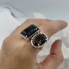 Anillo Doble Cuarzo Humo rectangular y ovalado Colección Armonía Dual - Imagen 2