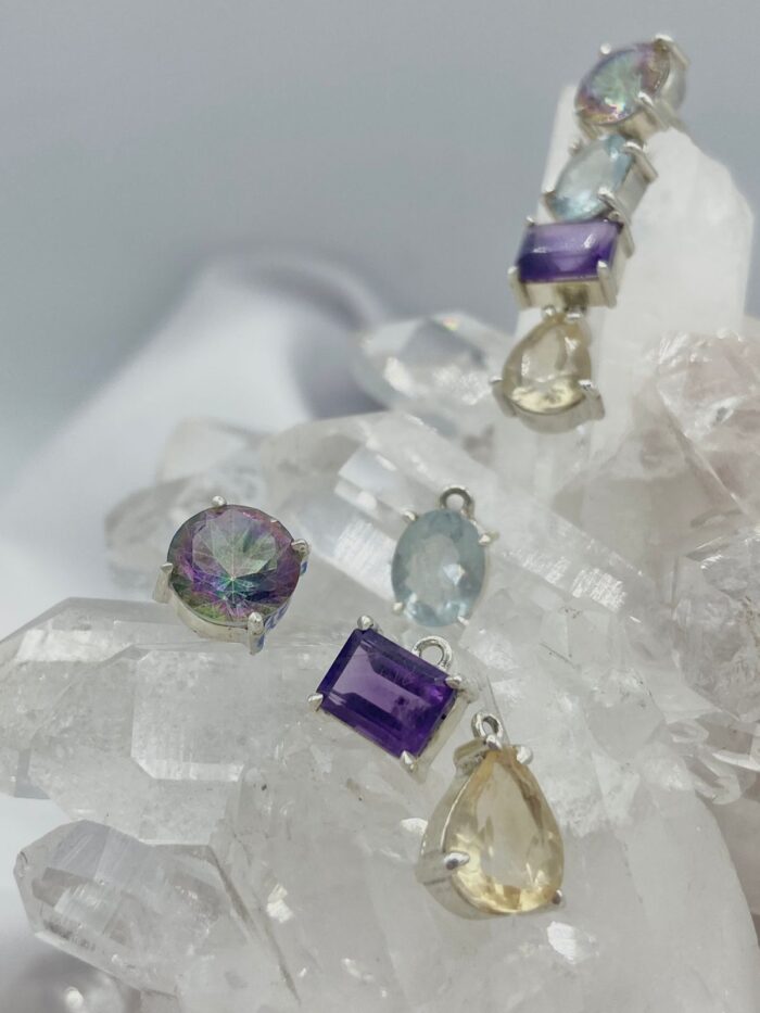 Aretes Armables Topacio Místico, Aguamarina, Amatista y Citrino Colección LLénate de color - Imagen 2