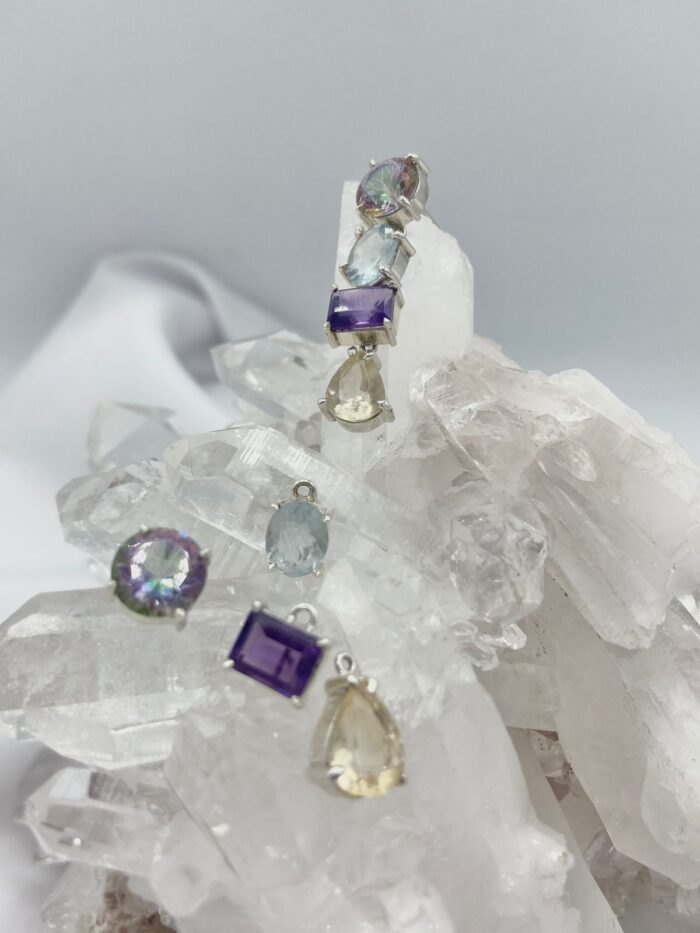 Aretes Armables Topacio Místico, Aguamarina, Amatista y Citrino Colección LLénate de color - Imagen 3